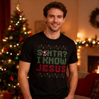 De kerstman? Ik ken Jezus kerst T-shirt