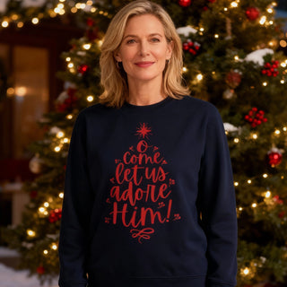 Come let us adore him red Christmas Sweatshirt