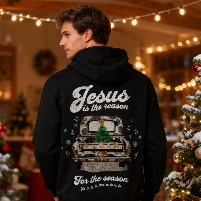 Jesus is the Reason Truck Christmas Hoodie BackPrint