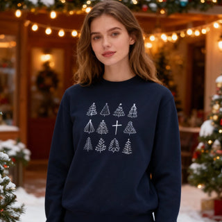 Christmas Trees and Cross Sweatshirt
