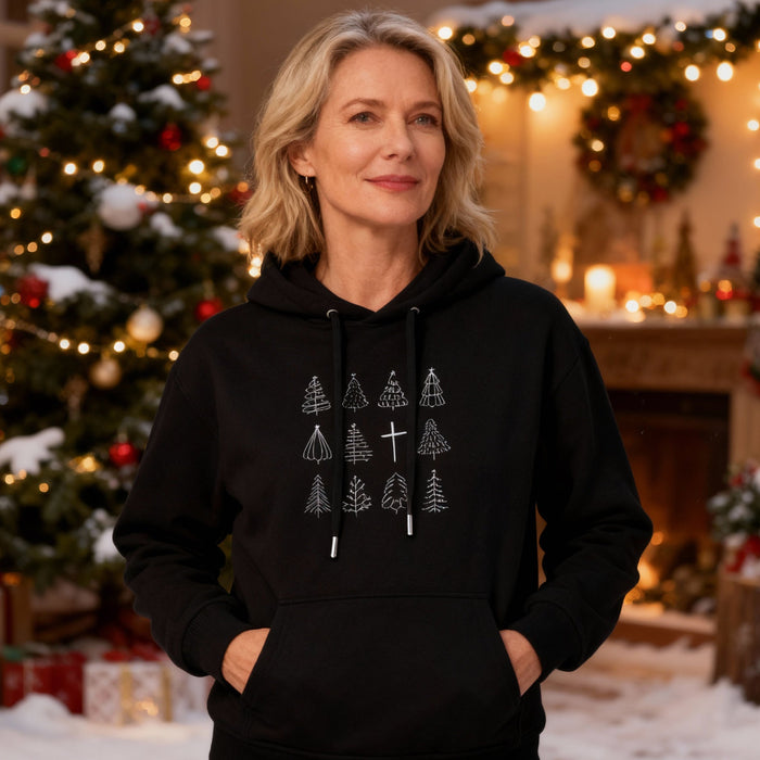 Christmas Trees and Cross Hoodie