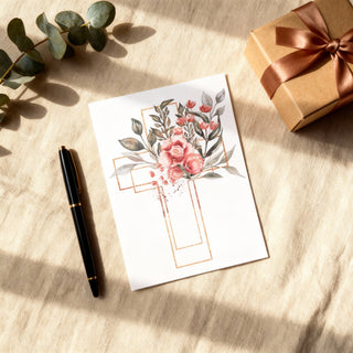 Golden Aquarell Cross Postkarte