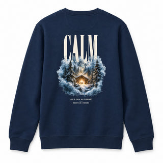 All Is Calm All Is Bright Christmas Sweatshirt Backprint Navy