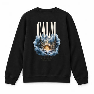 All Is Calm All Is Bright Christmas Sweatshirt Backprint Schwarz