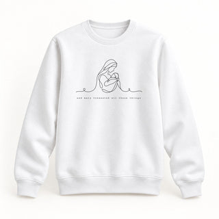 And Mary Treasured All These Things Christmas Sweatshirt Weiß