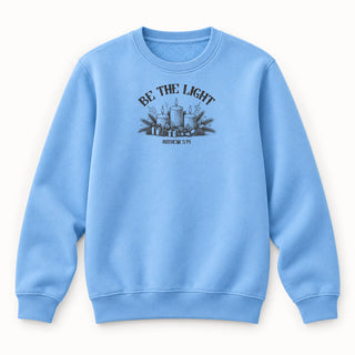 Be the Light Matthew 5:14 Christmas Sweatshirt Babyblau