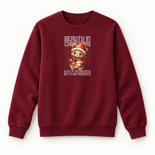 Beauty in Christmas Bär Sweatshirt Burgunder