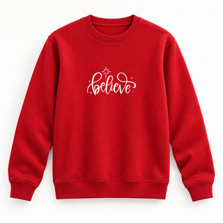 Believe Christmas Sweatshirt Rot