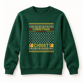 Christmas begins with Christ Sweatshirt Grün
