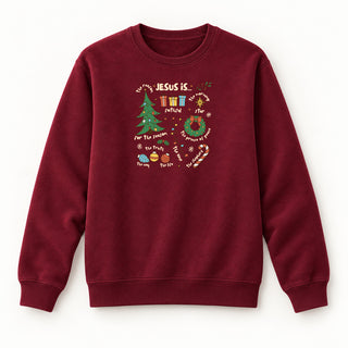 Jesus is Christmas colored Sweatshirt Burgunder