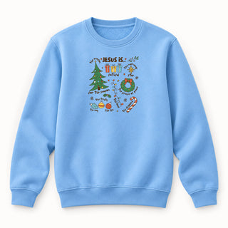 Jesus is Christmas colored Sweatshirt Babyblau