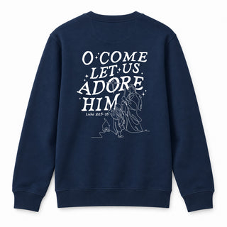 Come let us adore him Luke Christmas - backprint - Sweatshirt Navy