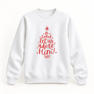 Come let us adore him red Christmas Sweatshirt Weiß