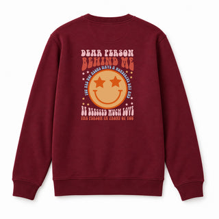 Dear Person Smile Christmas Sweatshirt (Back) Burgunder