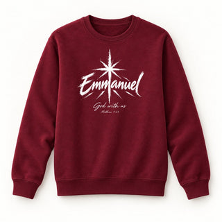 Emmanuel Matthew 1:23 Christmas Sweatshirt Burgunder