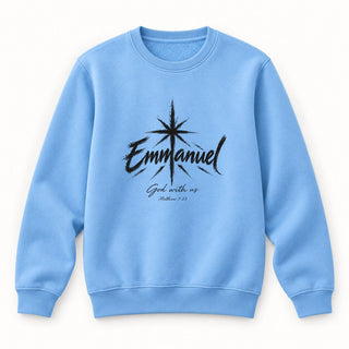 Emmanuel Matthew 1:23 Christmas Sweatshirt Babyblau