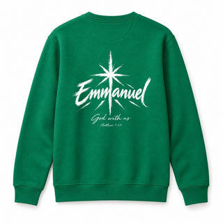 Emmanuel Matthew 1:23 Christmas Sweatshirt Backprint Grün