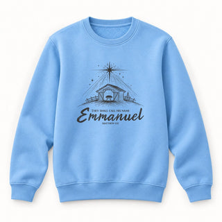 Emmanuel Matthew 1,23 Christmas Sweatshirt Babyblau