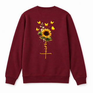 Faith Sunflower Sweatshirt Backprint Burgunder