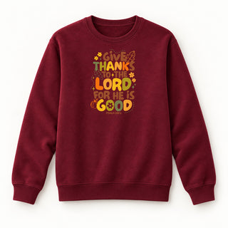 Give thanks Christmas Sweatshirt Burgunder
