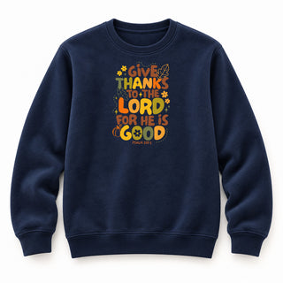 Give thanks Christmas Sweatshirt Navy