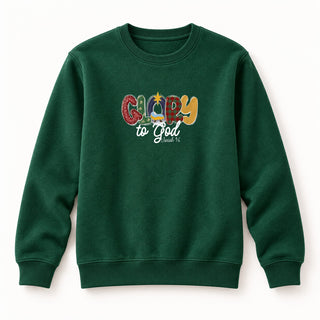 Glory to God Isaiah 9:6 Christmas Sweatshirt Grün