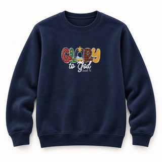 Glory to God Isaiah 9:6 Christmas Sweatshirt Navy