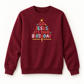 Go Jesus colored Christmas Sweatshirt Burgunder