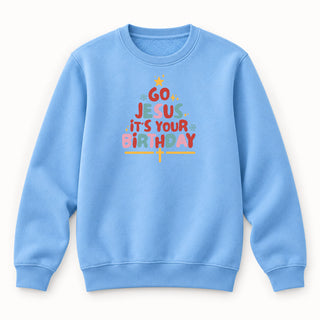 Go Jesus colored Christmas Sweatshirt Babyblau