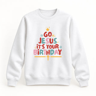 Go Jesus colored Christmas Sweatshirt Weiß