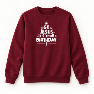 Go Jesus it´s your Birthday Christmas Sweatshirt Burgunder