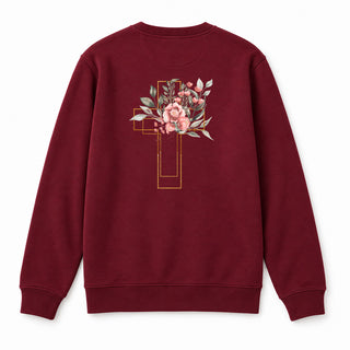 Golden Cross Aquarell Sweatshirt Backprint Burgunder