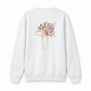 Golden Cross Aquarell Sweatshirt Backprint Weiß