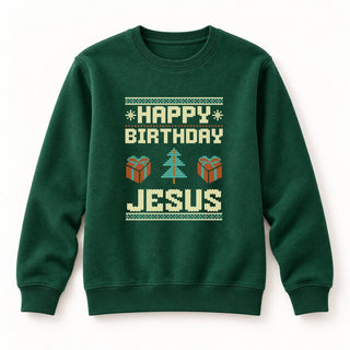 Happy Birthday Jesus Christmas Sweatshirt Grün