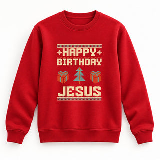 Happy Birthday Jesus Christmas Sweatshirt Rot