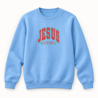 Jesus College Style Christmas Sweatshirt Babyblau