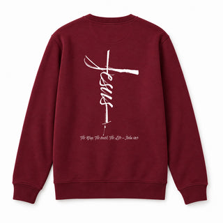 Jesus Cross Sweatshirt BackPrint Burgunder
