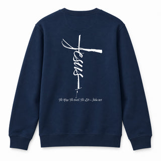 Jesus Cross Sweatshirt BackPrint Navy
