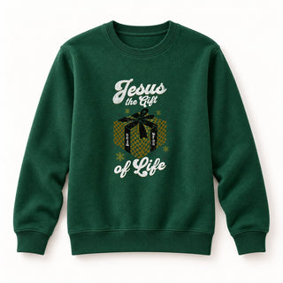 Jesus Gift of Life Christmas Sweatshirt Grün