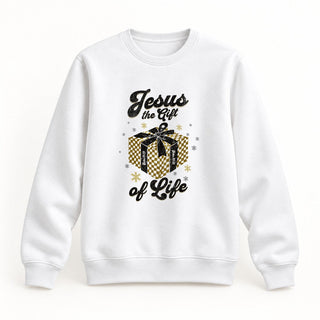 Jesus Gift of Life Christmas Sweatshirt Weiß