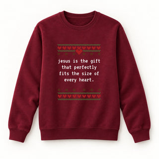 Jesus is the Gift Christmas Sweatshirt Burgunder