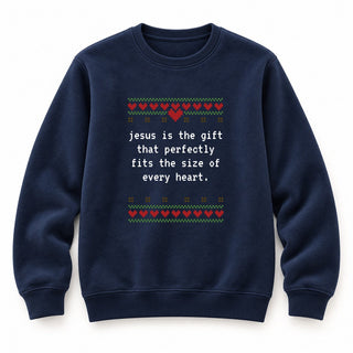 Jesus is the Gift Christmas Sweatshirt Navy
