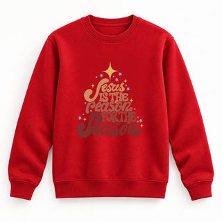 Jesus is the reason Tree brown Christmas Sweatshirt Rot