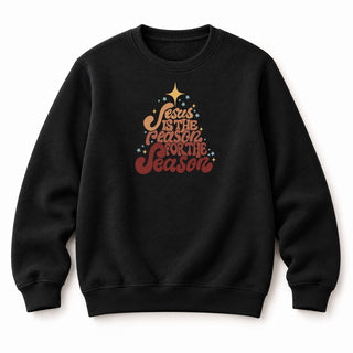 Jesus is the reason Tree brown Christmas Sweatshirt Schwarz