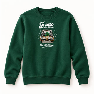Jesus is the Reason Truck Christmas Sweatshirt Grün
