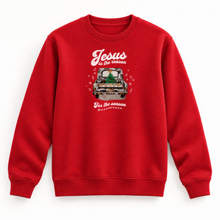 Jesus is the Reason Truck Christmas Sweatshirt Rot