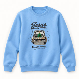 Jesus is the Reason Truck Christmas Sweatshirt Babyblau