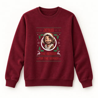 Jesus the Reason Christmas Sweatshirt Burgunder