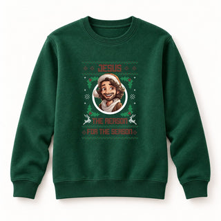 Jesus the Reason Christmas Sweatshirt Grün