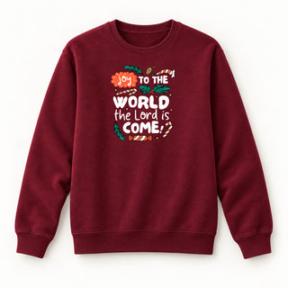 Joy to the World colored Christmas Sweatshirt Burgunder